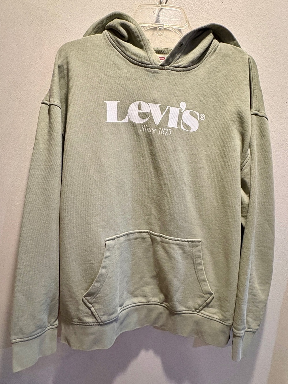 Levi’s Relaxed Fit Sage Green Logo Hoodie Large Cotton Pullover Sweatshirt